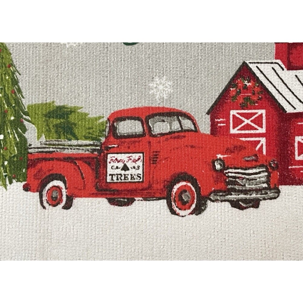 Lot of 2 Merry Christmas Kitchen Towels Santa Red Truck Barn Holiday Decor - Picture 3 of 11